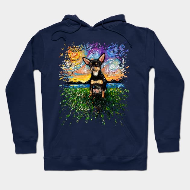 Short Hair Black and Tan Chihuahua Night (splash version) Hoodie by sagittariusgallery